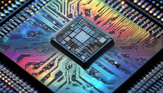 A close up shot of a silicon microchip.