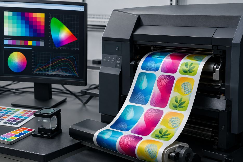 Industrial inkjet printer producing vivid label rolls